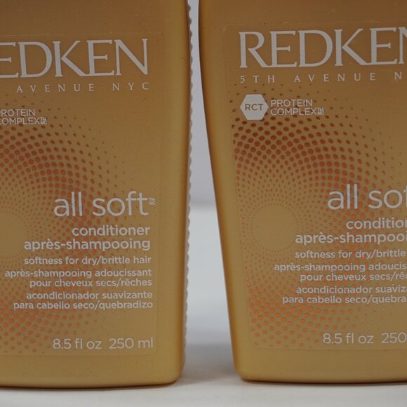 LOT OF 2 REDKEN ALL SOFT CONDITIONER 8.5 OZ SOFTNESS FOR DRY BRITTLE HAIR - Picture 3 of 3